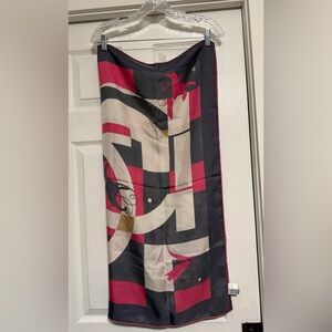 Salvatore Ferragamo Pink and Black Silk Scarf